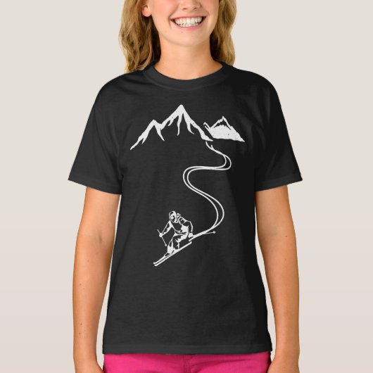 Ski Skiing Mountains Skier Winter Sports T-Shirt (Vorderseite)