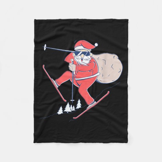 Ski Skiing Snow Santa Claus Christmas X-mas Gift Fleecedecke (Vorderseite)