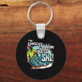 Ski Skiing Winter Sport Snow Problem Let's Ski  Schlüsselanhänger (Vorderseite)