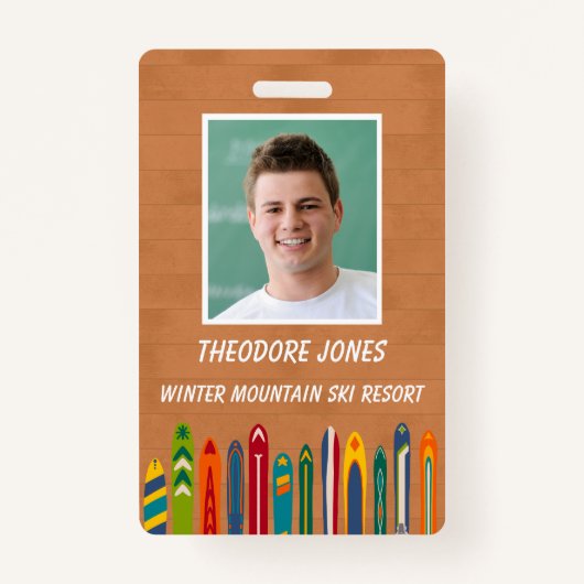 Ski Slope Resort Custom Photo Employee Ausweis (Vorderseite)