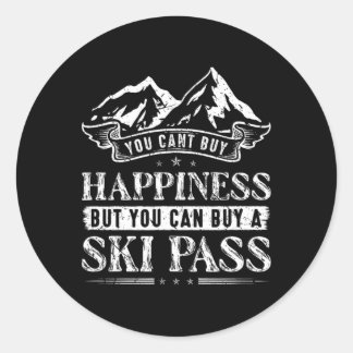 Ski Snow Mountains Skiing  Runder Aufkleber