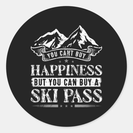 Ski Snow Mountains Skiing  Runder Aufkleber (Vorderseite)