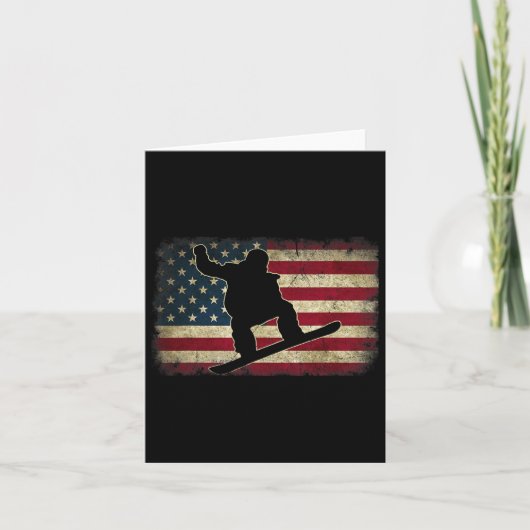 Ski Snowboard Snowboarder American Usa Flagge Vint Karte (Vorderseite)