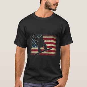 Ski Snowboard Snowboarder Amerikanisch Usa Flagge T-Shirt