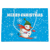 Ski Snowman Geschenktasche Groß Große Geschenktüte (Vorderseite)