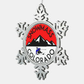 Ski Snowmass Colorado Skifahren Schneeflocken Zinn-Ornament (Rechts)