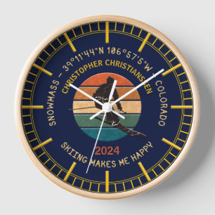 Ski Snowmesse, Colorado - Man Skier, Gelber Text Uhr