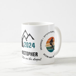 Ski Snowmesse, Colorado - Man Skier, Schwarzer Tex Kaffeetasse