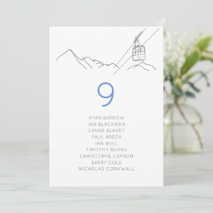 Ski Snowy Cable Car Wedding Seekarte Karte