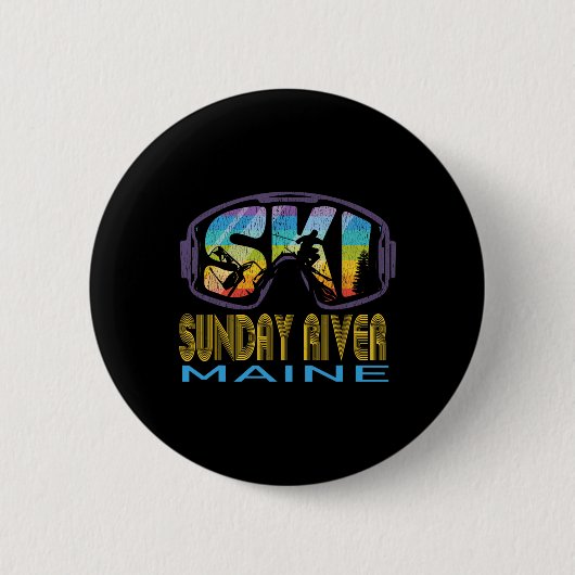 Ski Sonntag Fluss Maine Skiurlaub Button (Vorderseite)