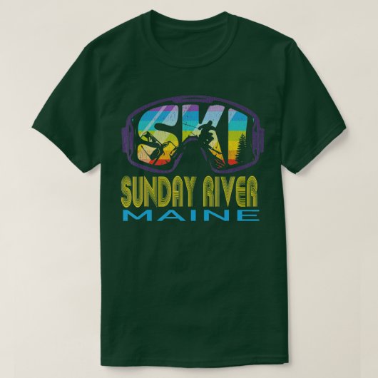 Ski Sonntag Fluss Maine Skiurlaub T-Shirt (Design vorne)
