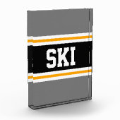 SKI Sporty Bold Schwarz-weiße, graue Streifen Fotoblock (Links)