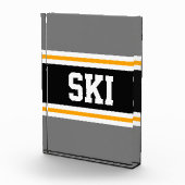 SKI Sporty Bold Schwarz-weiße, graue Streifen Fotoblock (Rechts)