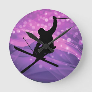 Ski-Sprung Runde Wanduhr
