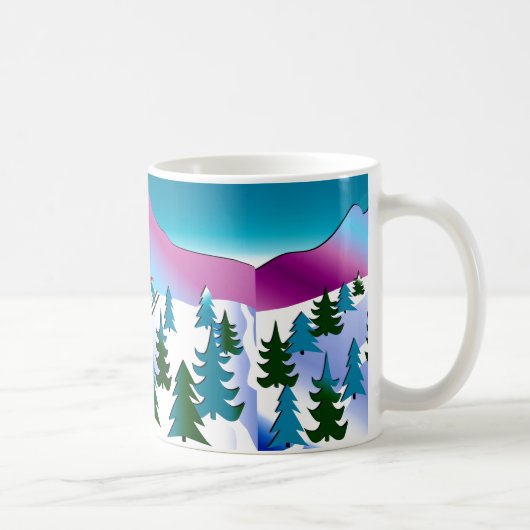 Ski-Steigungs-Kunst auf klassischer Kaffee-Tasse Kaffeetasse (Rechts)