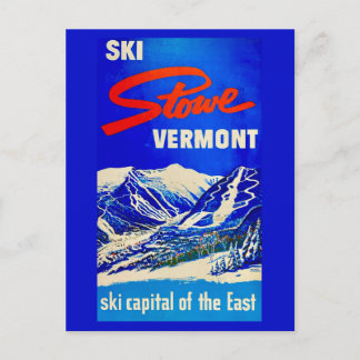Ski Stowe Vermont Vintage Postcard Postkarte