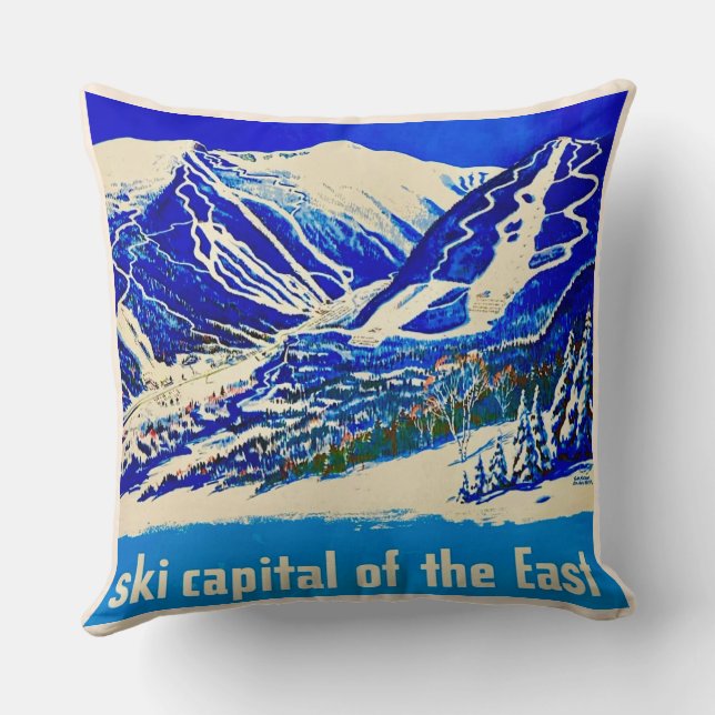 Ski Stowe Vermont Vintage Poster Kissen (Rückseite)