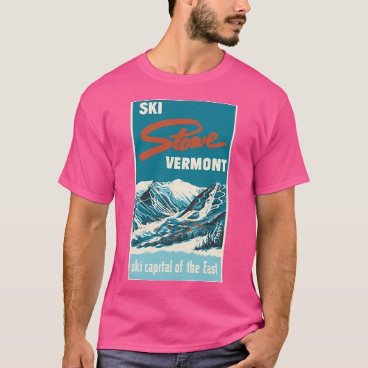 Ski Stowe Vermont Vintage Poster T-Shirt (Vorderseite)