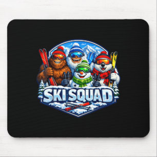 Ski-Team Sasquatch Yeti Schneemann Eisbär Skifahre Mousepad