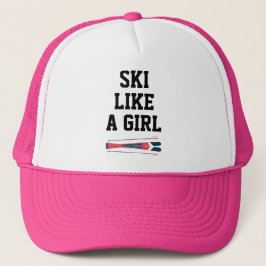Ski Teen Girls Women Pink Funny Skier Skiing Sport Truckerkappe