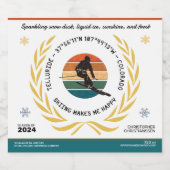 Ski Telluride, Colorado - Man Skier Black Text Schaumweinetikett (Einzelnes Label)