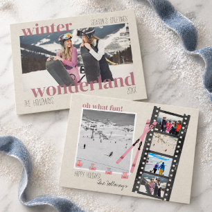 Ski-Thema Winter Wonderland Weihnachtsfoto  Feiertagskarte