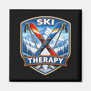 Ski-Therapie Skifahren Liebhaber lustiger Skifahre Magnet