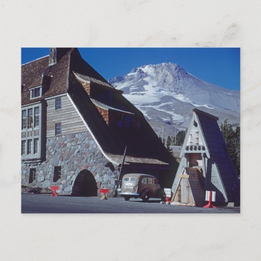 Ski Timberline Lodge Mt Hood Oregon Foto der 50er Postkarte (Vorderseite)