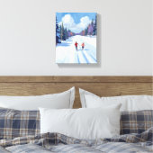 Ski Trail | Mountain Skiing Watercolor Winter Leinwanddruck (Insitu (Schlafzimmer))