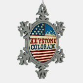 Ski-Trapezfehlercolorado-Skifahren Schneeflocken Zinn-Ornament (Links)