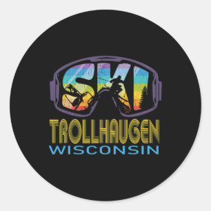 Ski Trollhaugen Wisconsin Skiferien Runder Aufkleber