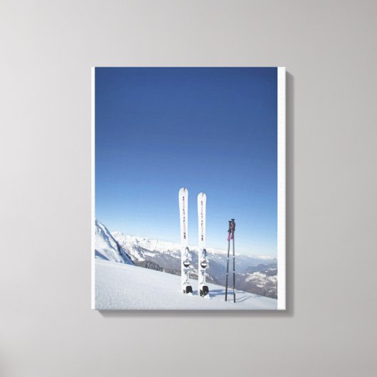 Ski und Skistöcke Leinwanddruck (Vorderseite)