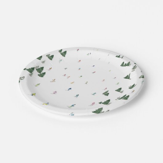 Ski und Snowboard Themed Paper-Teller Pappteller (Schrägansicht)