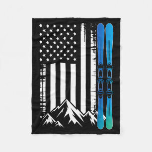 Ski usa amerikanische Flagge Wintersport Skifahrer Fleecedecke
