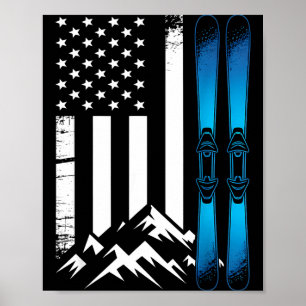 Ski usa Flagge Wintersport amerikanische Flagge Sk Poster