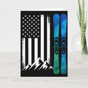 Ski USA-Flagge Wintersport Skifahrer amerikanische Karte