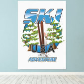 Ski USA For adventure logo. Leinwanddruck (Insitu (Holzboden))