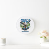 Ski USA For adventure logo. Runde Wanduhr (Zuhause)