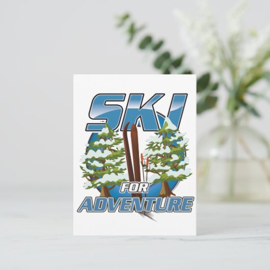 Ski USA Für Abenteuer Logo. Postkarte (Stehend Vorderseite)