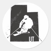 Ski Utah Runder Aufkleber (Vorderseite)