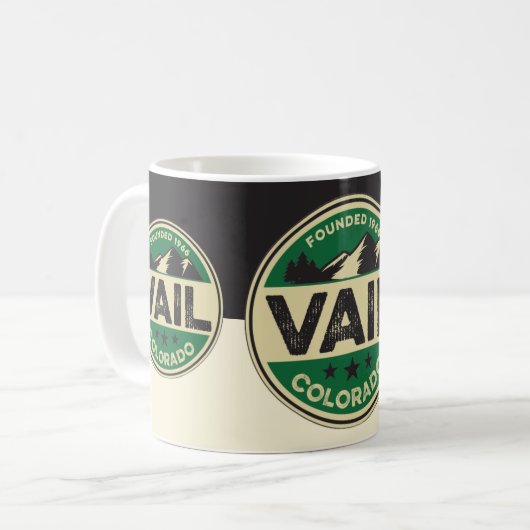 Ski Vail Black & Tan Mug Kaffeetasse (Vorderseite Links)