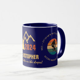Ski Vail, Colorado - Man Skier, Name, Gold Text Tasse