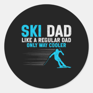 Ski-Vater Funny Skier Design für Herren Winterspor Runder Aufkleber