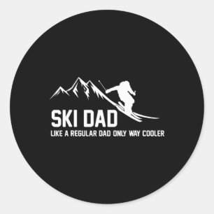 Ski-Vater Lustiger Skifahrer Schnee-Abenteuer Skif Runder Aufkleber