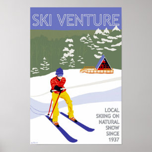 Ski-Venture-Plakat 12"x18" Archivpapier Poster