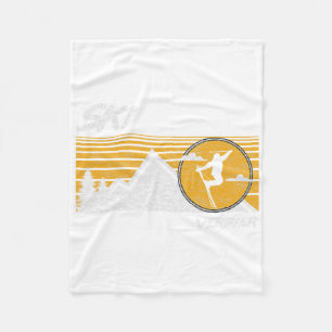 Ski Verbier Retro Schweiz Skifahren Tee Fleecedecke