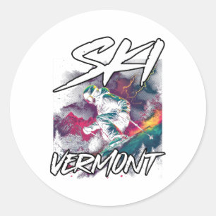 Ski Vermont Abfahrtsskifahren Abenteuer Skifahren  Runder Aufkleber