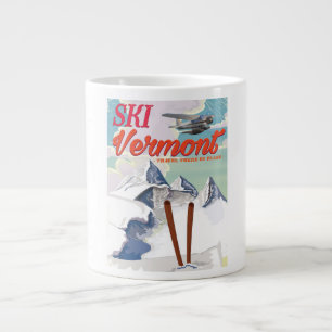 Ski Vermont Retro-Urlaubsplakat Jumbo-Tasse