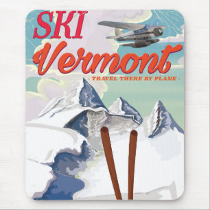 Ski Vermont Retro-Urlaubsposter Mousepad