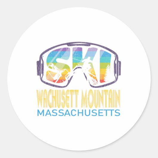 Ski Wachusett Mountain Machusetts Skiing Vacation  Runder Aufkleber (Vorderseite)